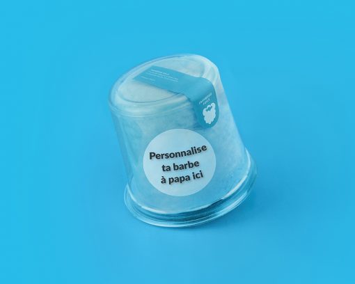 cadeau personnalise barbe à papa framboise bleue