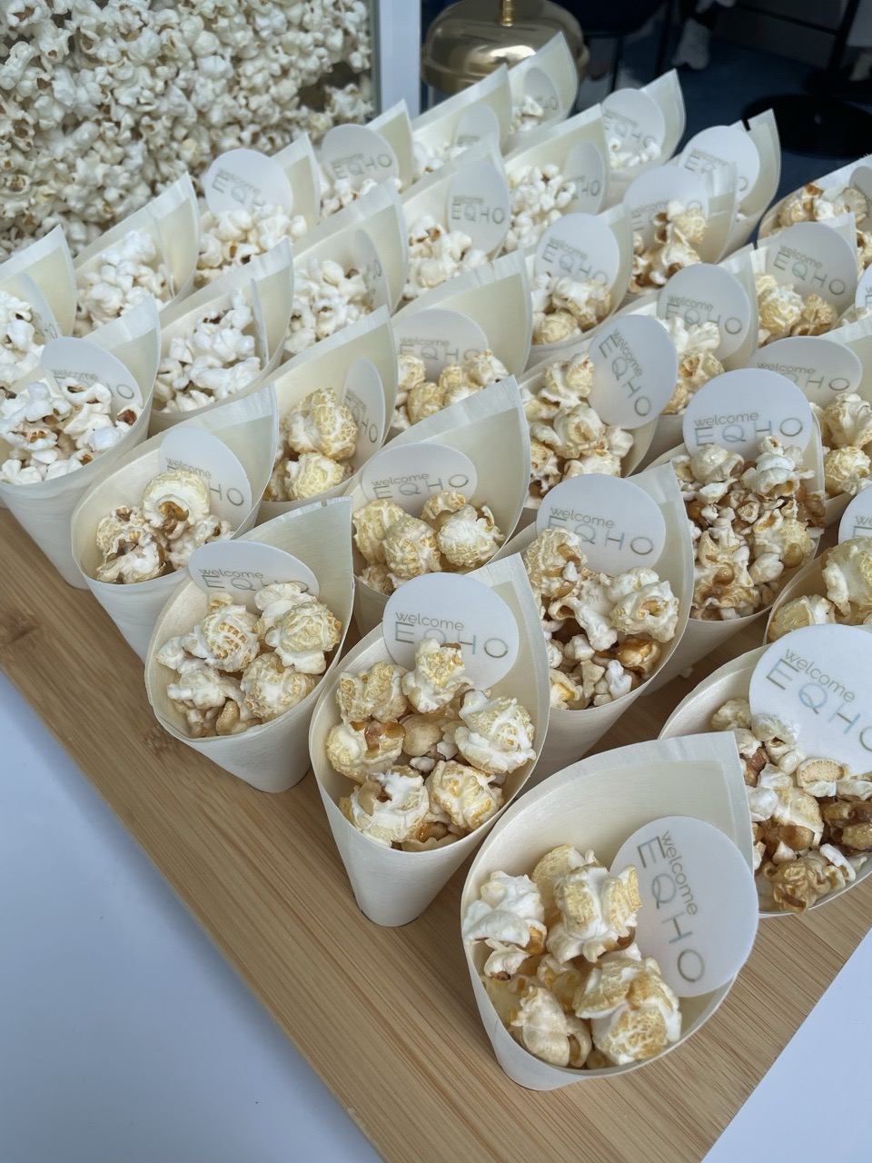 Cornets de pop-corn au logo comestible